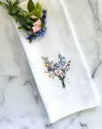 Wildflower Bouquet Linen Towel: White