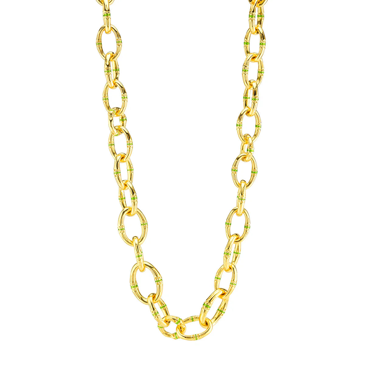 Bangkok Bamboo Link Necklace, 18in, Green