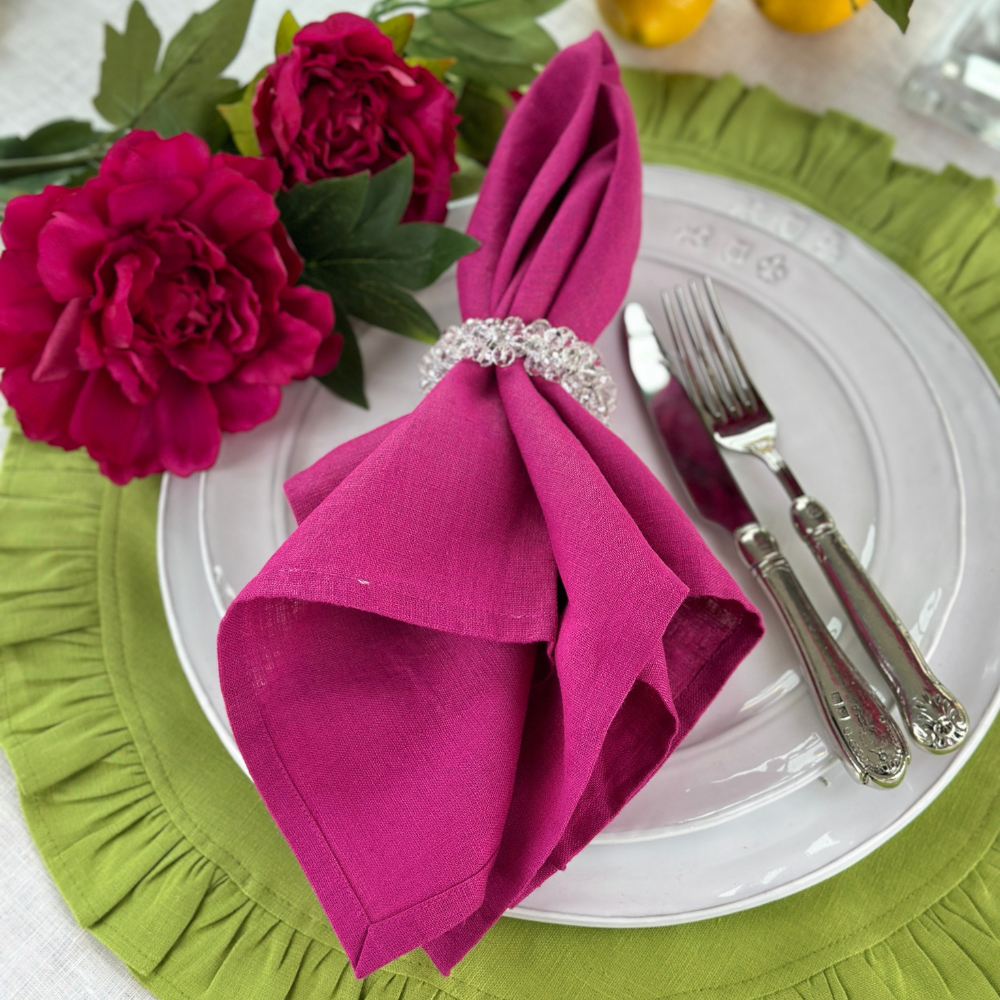 Washed Linen Napkin Set of 4 - New Color: Evergreen