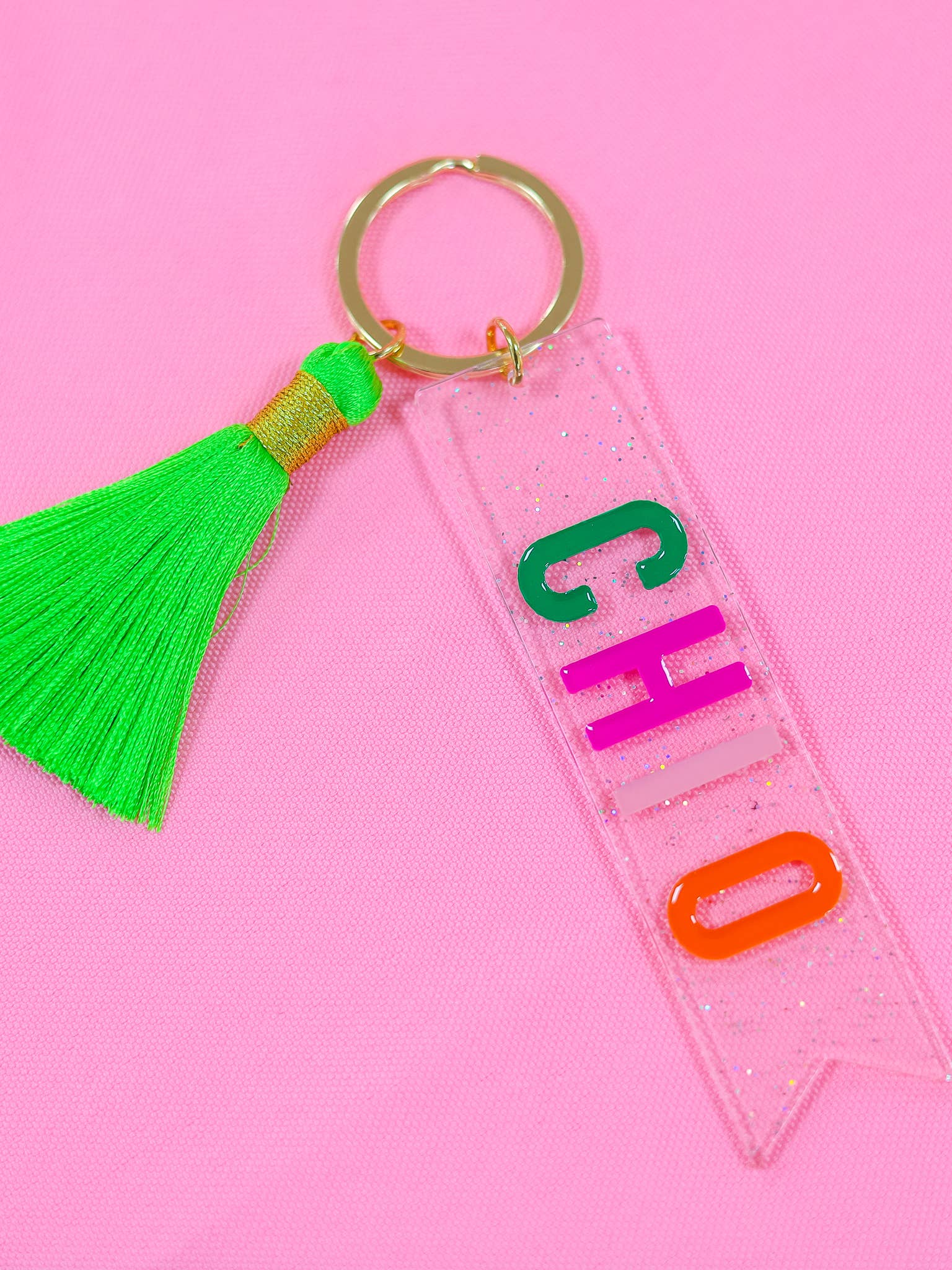 Chi Omega Tassel Key Fob