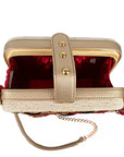 Poinsettia 3D Red And Gold Beaded Handbag