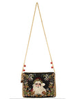 Holiday Magic Santa Beaded And Embroidered Crossbody Handbag