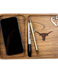 Longhorn Etched Wood Valet Tray Natural 10x7x1