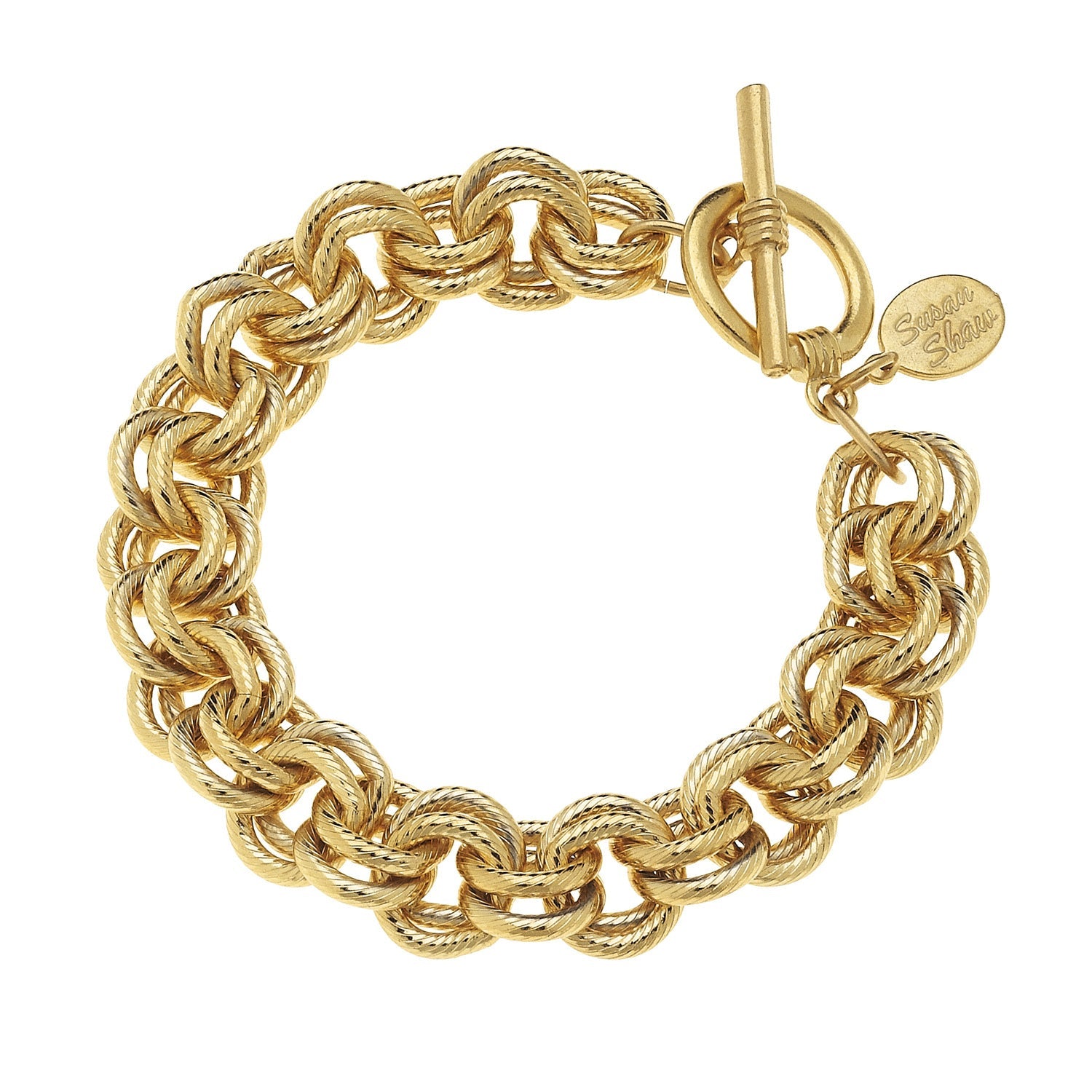 Handcast Gold Double Link Chain Bracelet