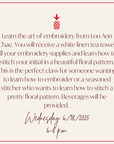 Embroidery Class | June 18