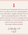 Embroidery Class | September 17
