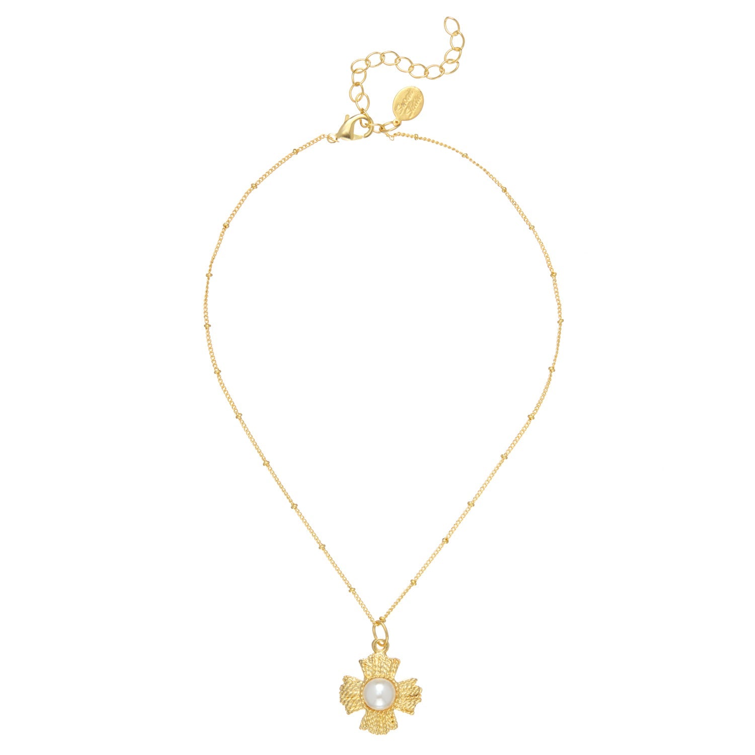 Braided Pearl Cross on Dainty Necklace