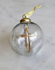 Cruix Glass Ball Ornament - Clear/Gold