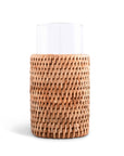 Drinking Glass Covered with Hand Woven Wicker Rattan - Set of 4