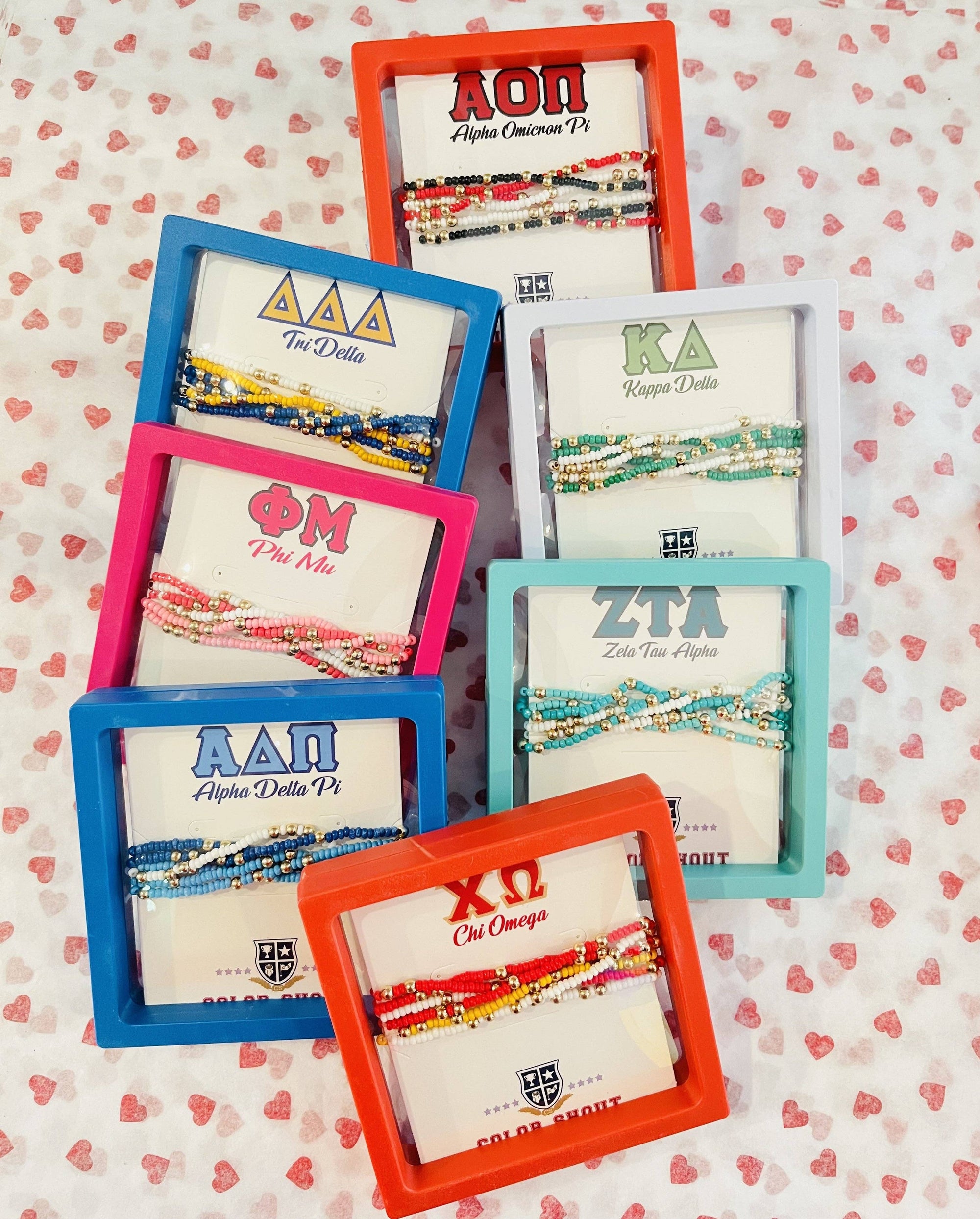 Chi Omega Beaded Stretch Bracelet Set