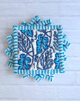 Coasters, Falling Leaves Blue, set of 4