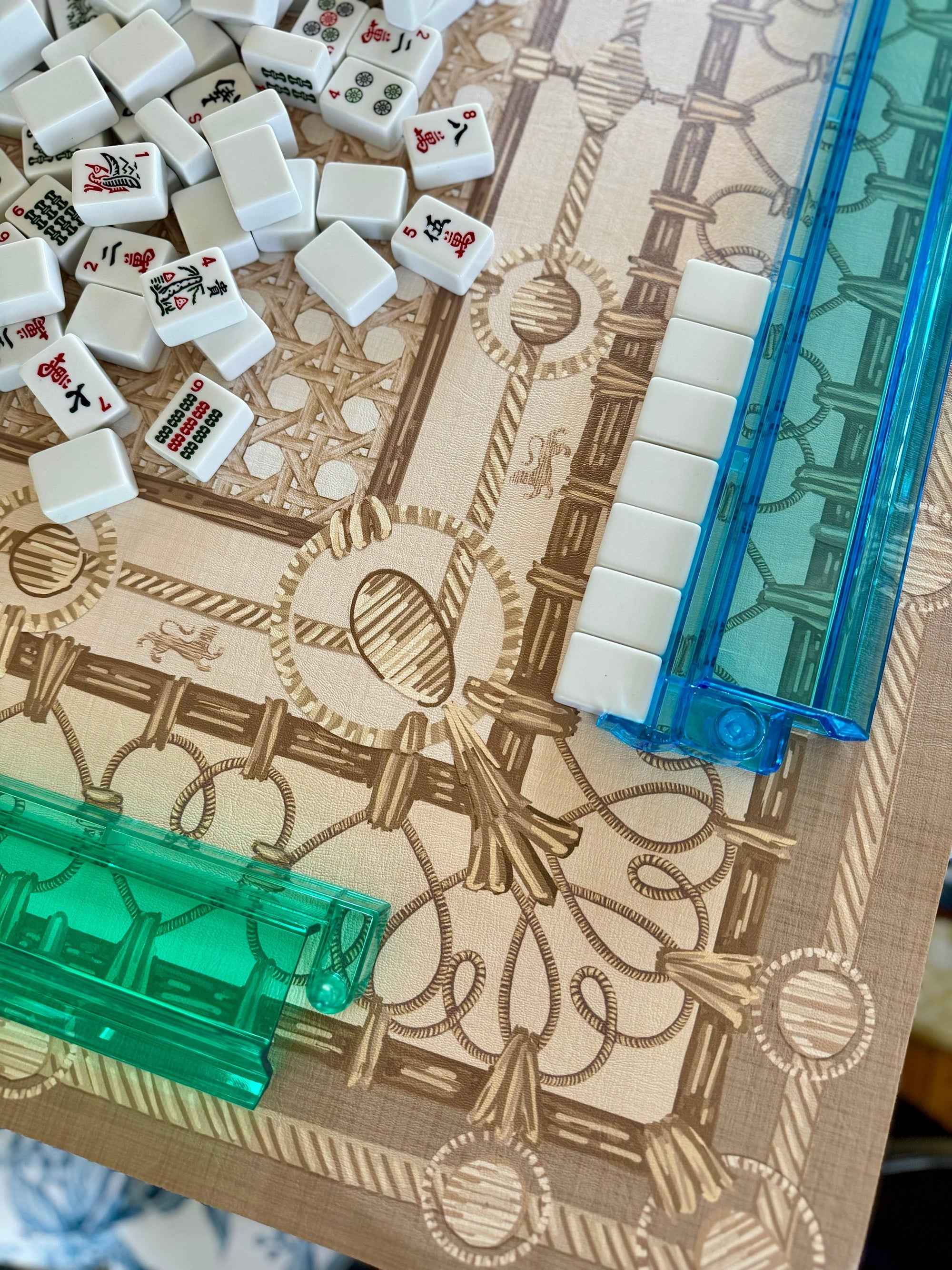 Chinoiserie Blue Mahjong Mat