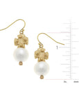 Cotton Pearl and Mini Gold Cross Earrings