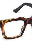 Tortoiseshell eyeglasses with black frame on a white background