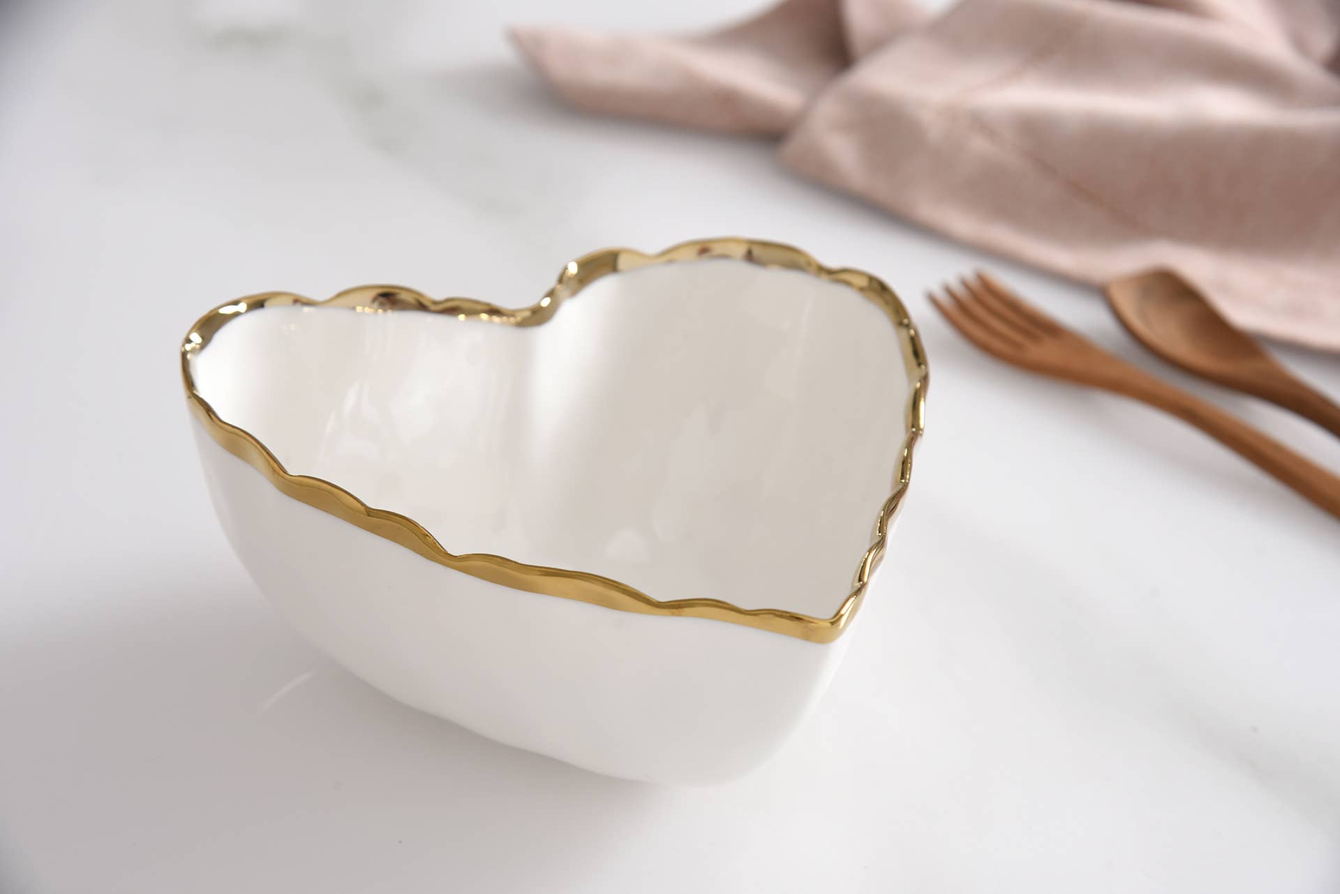 Heart Scalloped Gold Edge Bowl