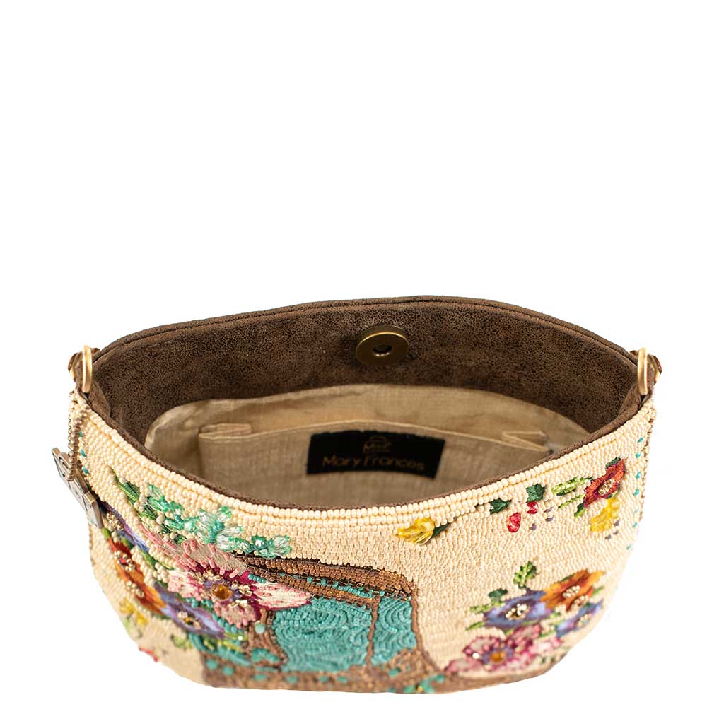 Line Dance Beaded Cowboy Boots and Flowers Crossbody Handbag