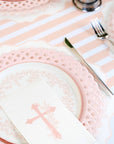 Pink Basketweave Dinner Paper Plates