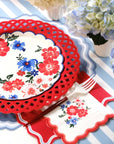 Red Basketweave Dinner Paper Plates