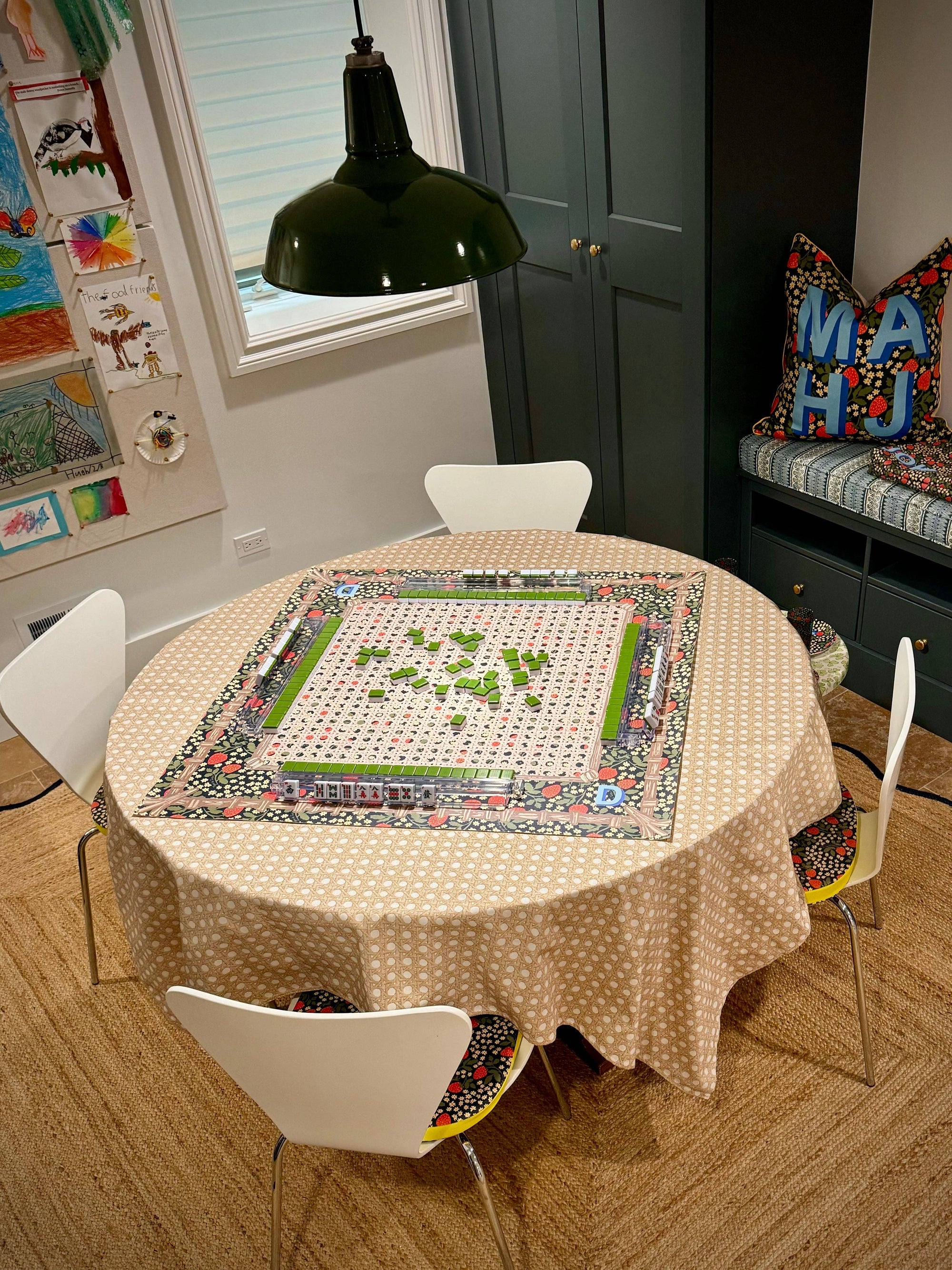 Chinoiserie Blue Mahjong Mat