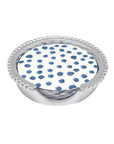 Blue Dotty and Stripe Beaded Coaster Set