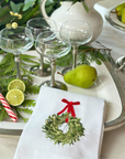 Christmas Boxwood Wreath Linen Towel