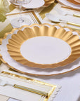 Dinner Plate Gold & White, 8 pkg