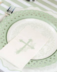 Sage Basketweave Dinner Paper Plates