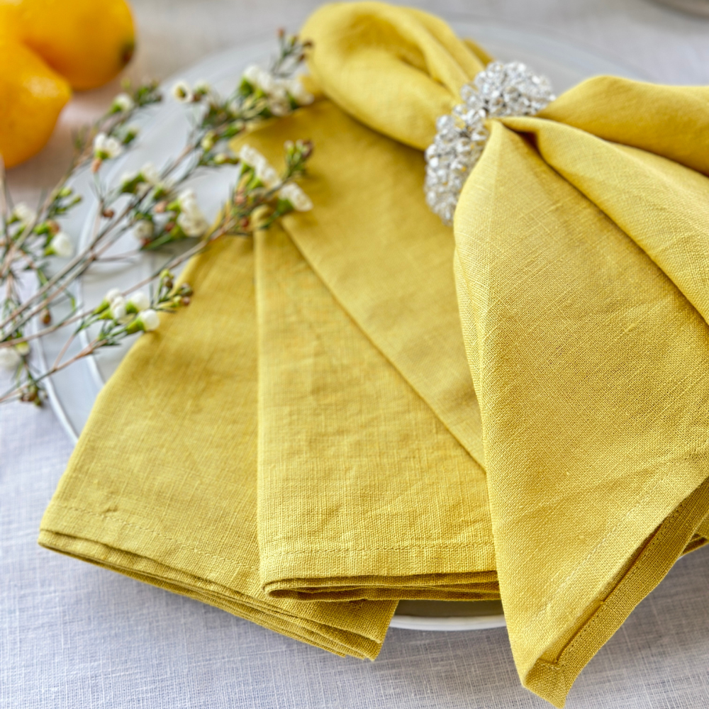 Washed Linen Napkin Set of 4 - New Color: Evergreen