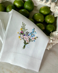 Wildflower Bouquet Linen Towel: White