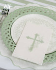 Sage Basketweave Dinner Paper Plates