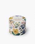 Small cylindrical container with floral design on a white background