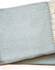 Blue And White Cotton Blend Woven Throw Blanket