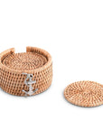 Anchor Hand Woven Wicker Rattan Coaster Set, 6 Coasters