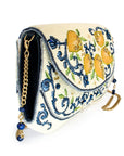 Capri Lemons Yellow and Blue Beaded Crossbody Handbag