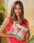 Palm Paradise Beaded Cocktail Crossbody Handbag