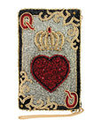 Queen of Hearts Beaded Playing Card Crossbody Phone Bag