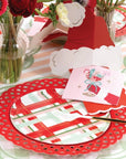 Red Basketweave Dinner Paper Plates