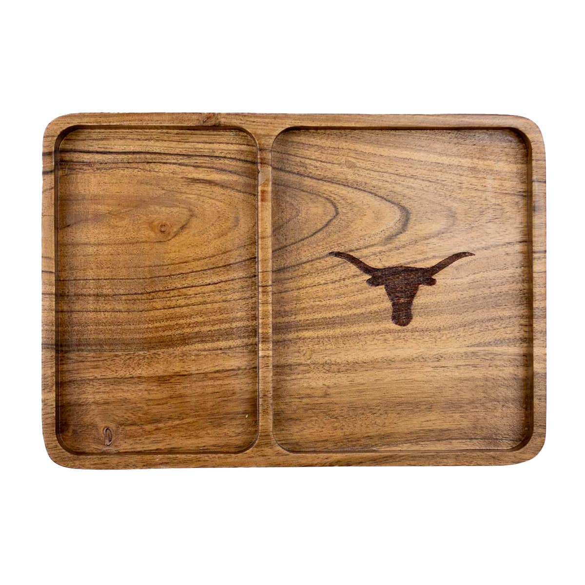 Longhorn Etched Wood Valet Tray   Natural   10x7x1