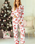 Christmas Bow Print Long 2pcs Pajama Set