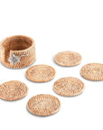 Orchid Hand Woven Wicker Rattan Coaster Set - 6 Coasters