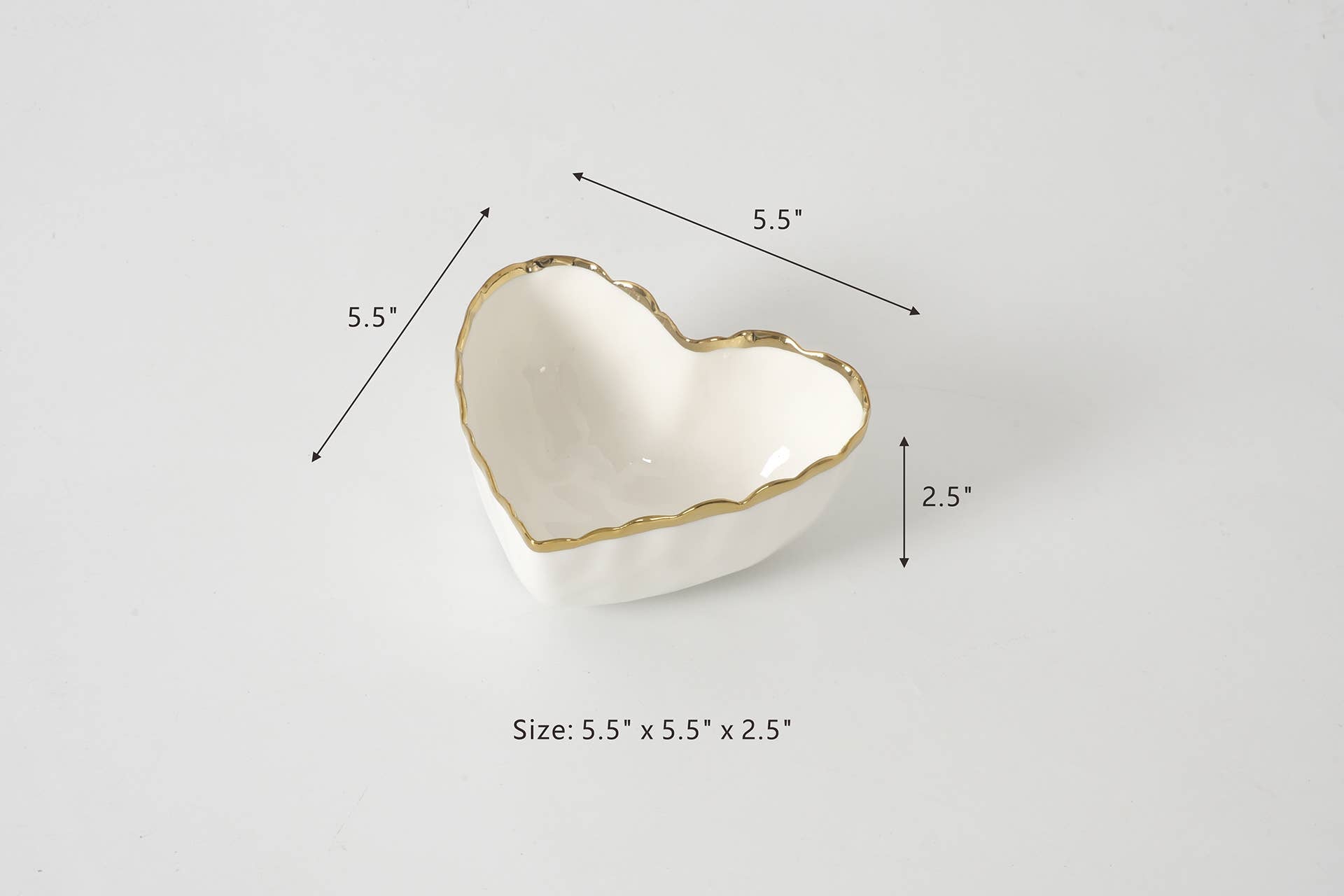 Heart Scalloped Gold Edge Bowl