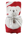Swaddle Blanket + Plush Bear Rattle - My First Christmas