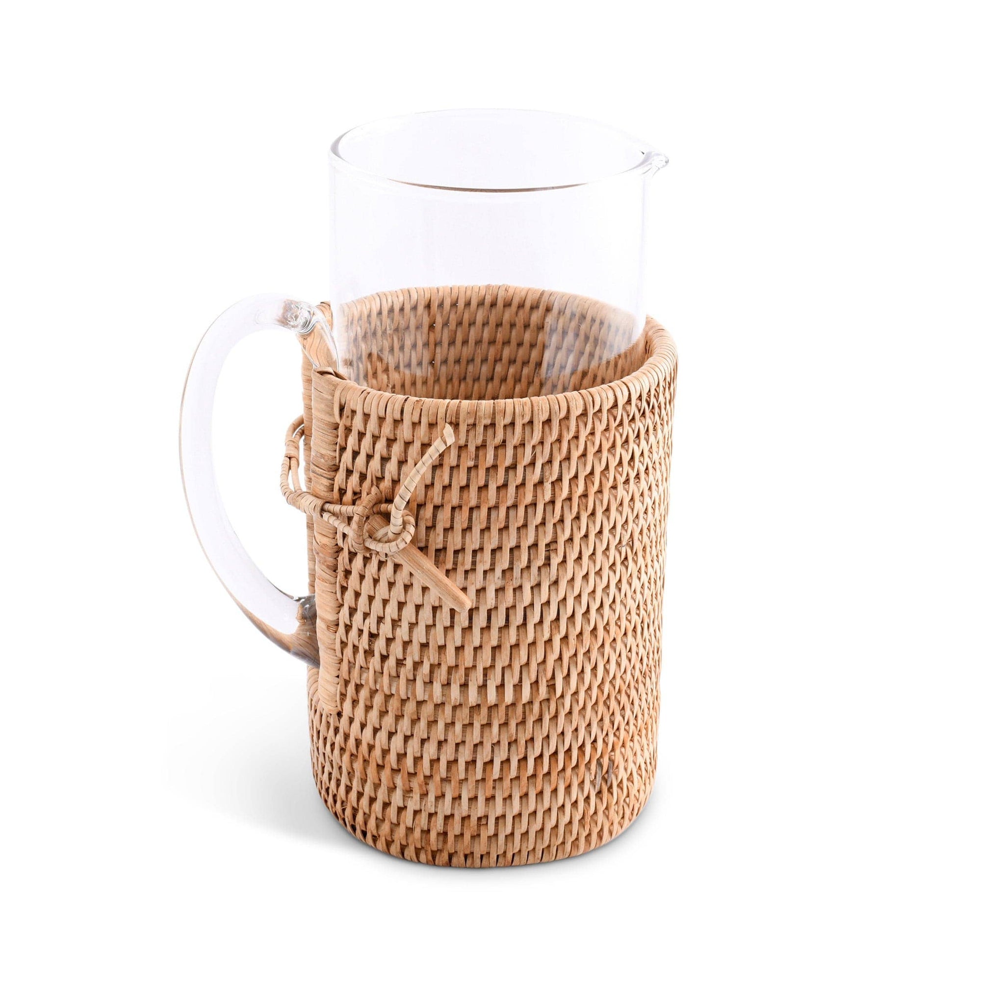 Glass Pitcher Hand Woven Wicker Natural Rattan Cover