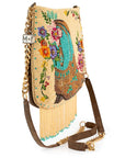 Line Dance Beaded Cowboy Boots and Flowers Crossbody Handbag