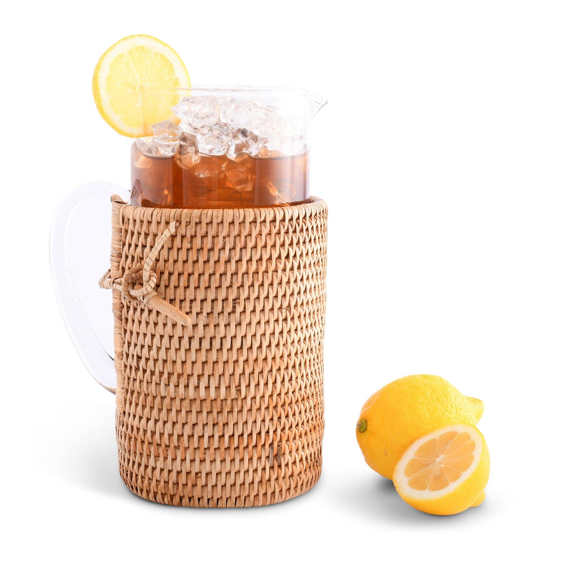 Glass Pitcher Hand Woven Wicker Natural Rattan Cover