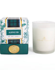 Alpine Fir candle with packaging on a white background