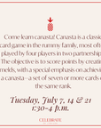 Canasta Class | July 7, 14 & 21