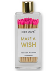 Matches with pink tips in a container labeled 'Make a Wish' by Chez Gagne on a white background.