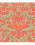 A square cocktail napkin with a classic damask pattern in orange and beige, shown flat against a white background.