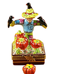 Limoges Porcelain Scarecrow with Removable Pumpkin Porcelain Collectible Box